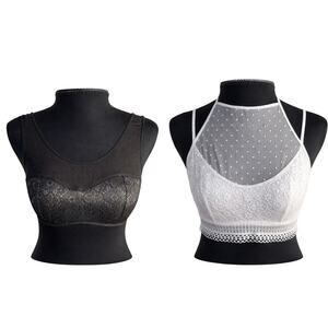 Victoria’s Secret Lace Bralette Bundle 2-Pack Black Ivory Swiss Dot Mesh Size M